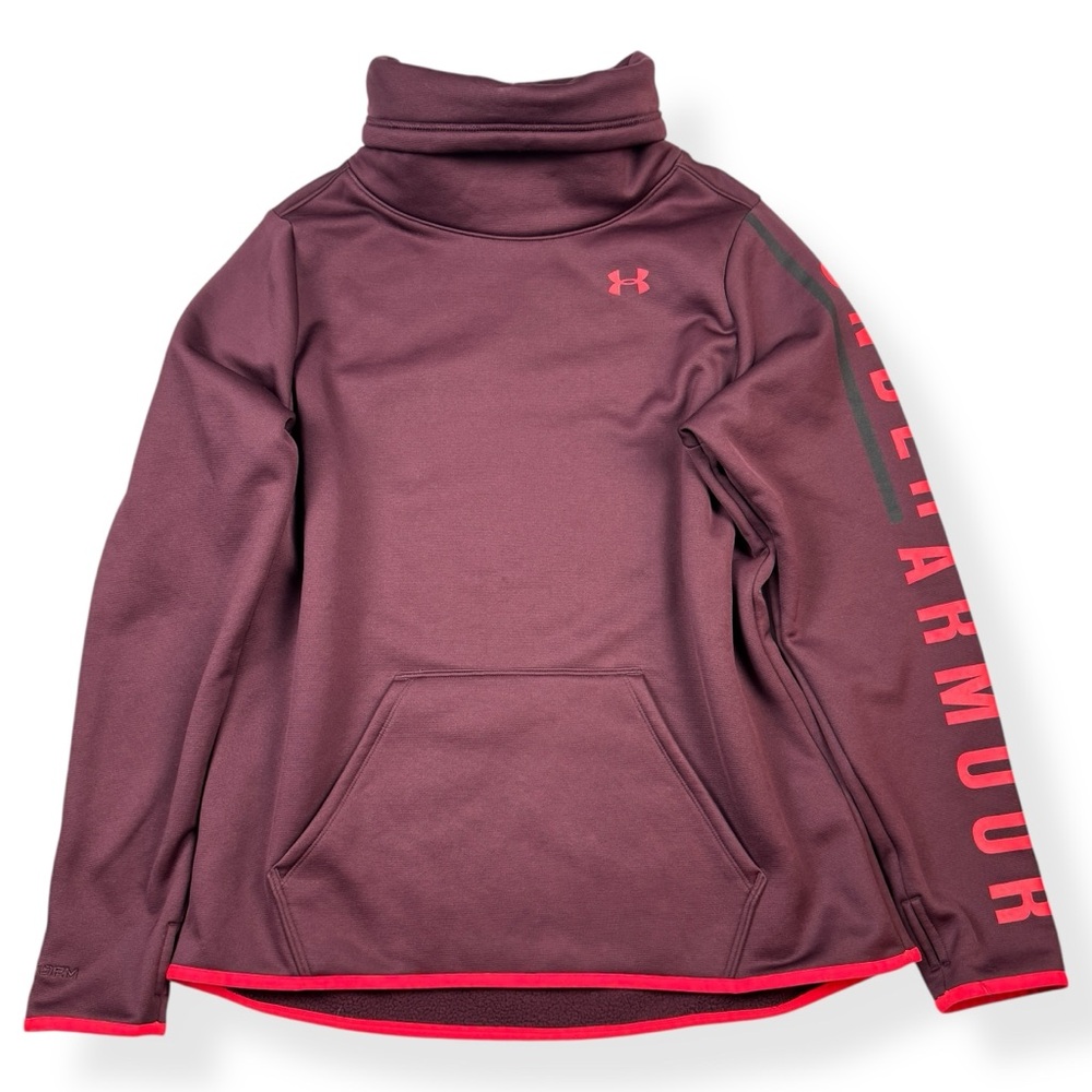 Under Armour Coldgear‎ Sweatshirt Womens L Large Maroon Long Sleeve Funnel Neck
